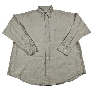 Turnbury Mens XL 100% Linen Button Down Shirt Beige Long Sleeve Relaxed Fit